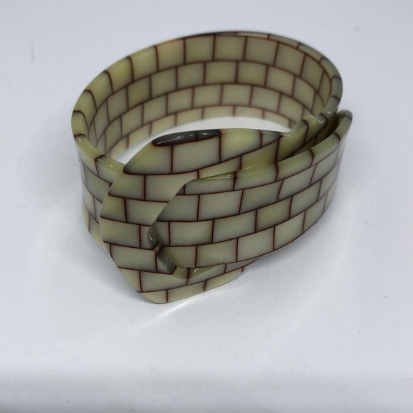 Vintage mother of pearl inlay buckle belt bracelet 6 6.5 wrist - Picture 2 of 5